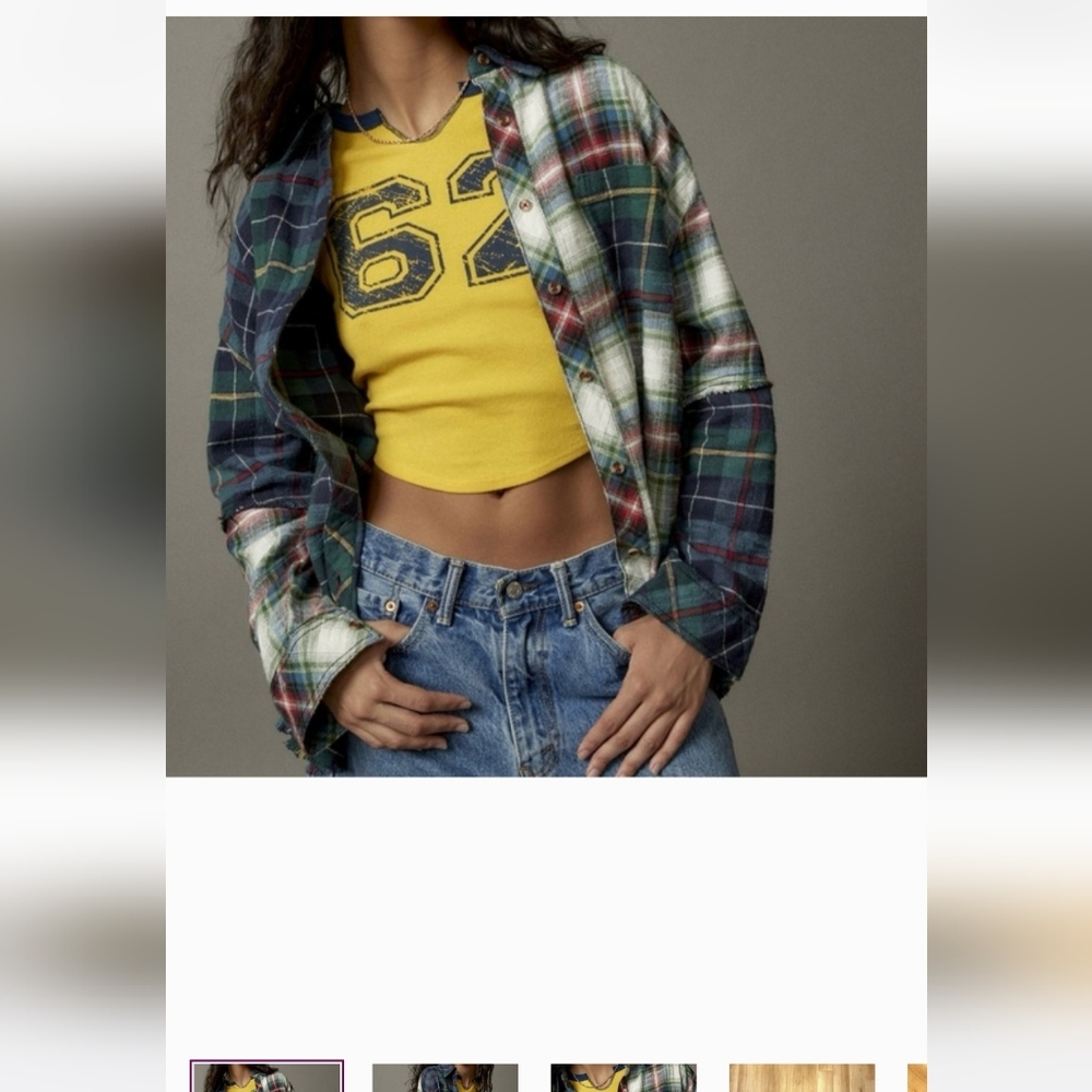 Urban Outfitters Green Plaid Button-Down Shirt